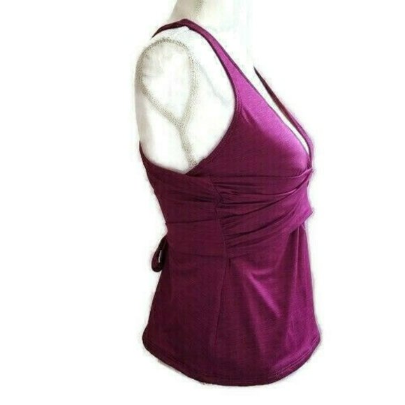 Athena Swim Tankini Womens 32 B/C Purple Criss Cross Wrap Straps Plunge Neckline - Picture 5 of 9
